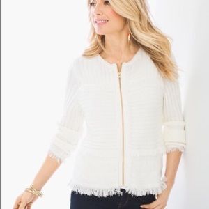 Chico’s Fringe Detail Cardigan Sweater, Sz med